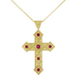 Byzantine Cross Pendant with Squares and Rubies Odysseus Jewelry