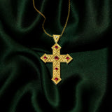Byzantine Cross Pendant with Squares and Rubies Odysseus Jewelry