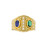 Byzantine Emerald and Sapphire Gold Ring Odysseus Jewelry
