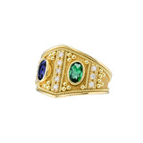 Byzantine Emerald and Sapphire Gold Ring Odysseus Jewelry
