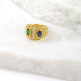 Byzantine Emerald and Sapphire Gold Ring Odysseus Jewelry