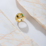 Byzantine Emerald and Sapphire Gold Ring Odysseus Jewelry