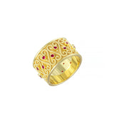Gold Band Ring with Rubies