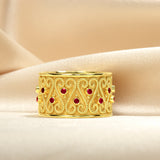 Gold Band Ring with Rubies