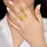 Gold Band Ring with Rubies