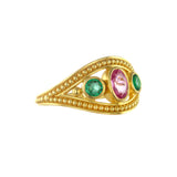 Gold Ring with Pink Sapphire and Emeralds Odysseus Jewelry