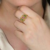 Gold Ring with Pink Sapphire and Emeralds Odysseus Jewelry