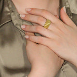 Gold Granulation Statement Ring Odysseus Jewelry