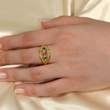 Gold Ring with Pink Sapphire and Emeralds Odysseus Jewelry