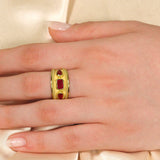 Ruby Gold Ring with Granulations Odysseus Jewelry