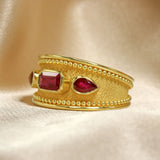 Ruby Gold Ring with Granulations Odysseus Jewelry