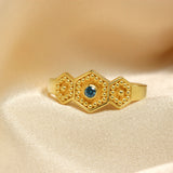 Polygon Gold Ring with Blue Diamond Odysseus Jewelry