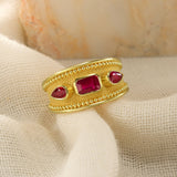 Ruby Gold Ring with Granulations Odysseus Jewelry