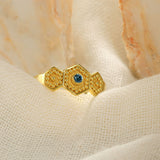 Polygon Gold Ring with Blue Diamond Odysseus Jewelry