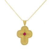 Byzantine Cross with Ruby and Granulations Odysseus Jewelry