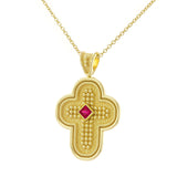 Byzantine Cross with Ruby and Granulations Odysseus Jewelry