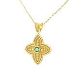 Emerald Cross Pendant with Granulations Odysseus Jewelry
