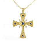 Byzantine Cross Pendant with Sapphires and Diamonds Odysseus Jewelry