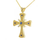 Byzantine Cross Pendant with Sapphires and Diamonds Odysseus Jewelry