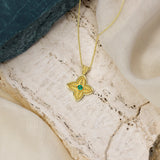 Emerald Cross Pendant with Granulations Odysseus Jewelry