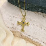 Byzantine Cross Pendant with Sapphires and Diamonds Odysseus Jewelry