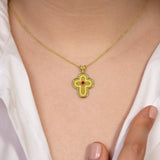 Byzantine Cross with Ruby and Granulations Odysseus Jewelry