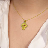 Byzantine Cross with Ruby and Granulations Odysseus Jewelry