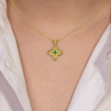 Emerald Cross Pendant with Granulations Odysseus Jewelry
