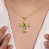 Byzantine Cross Pendant with Sapphires and Diamonds Odysseus Jewelry
