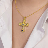 Byzantine Cross Pendant with Sapphires and Diamonds Odysseus Jewelry