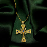 Byzantine Cross Pendant with Sapphires and Diamonds Odysseus Jewelry