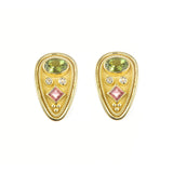 Byzantine Gold Earrings with Tourmalines and Diamonds Odysseus Jewelry