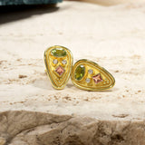 Byzantine Gold Earrings with Tourmalines and Diamonds Odysseus Jewelry
