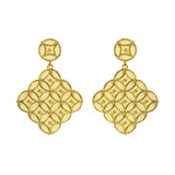 Square Dangle Earrings with Gold Motif and Granulations