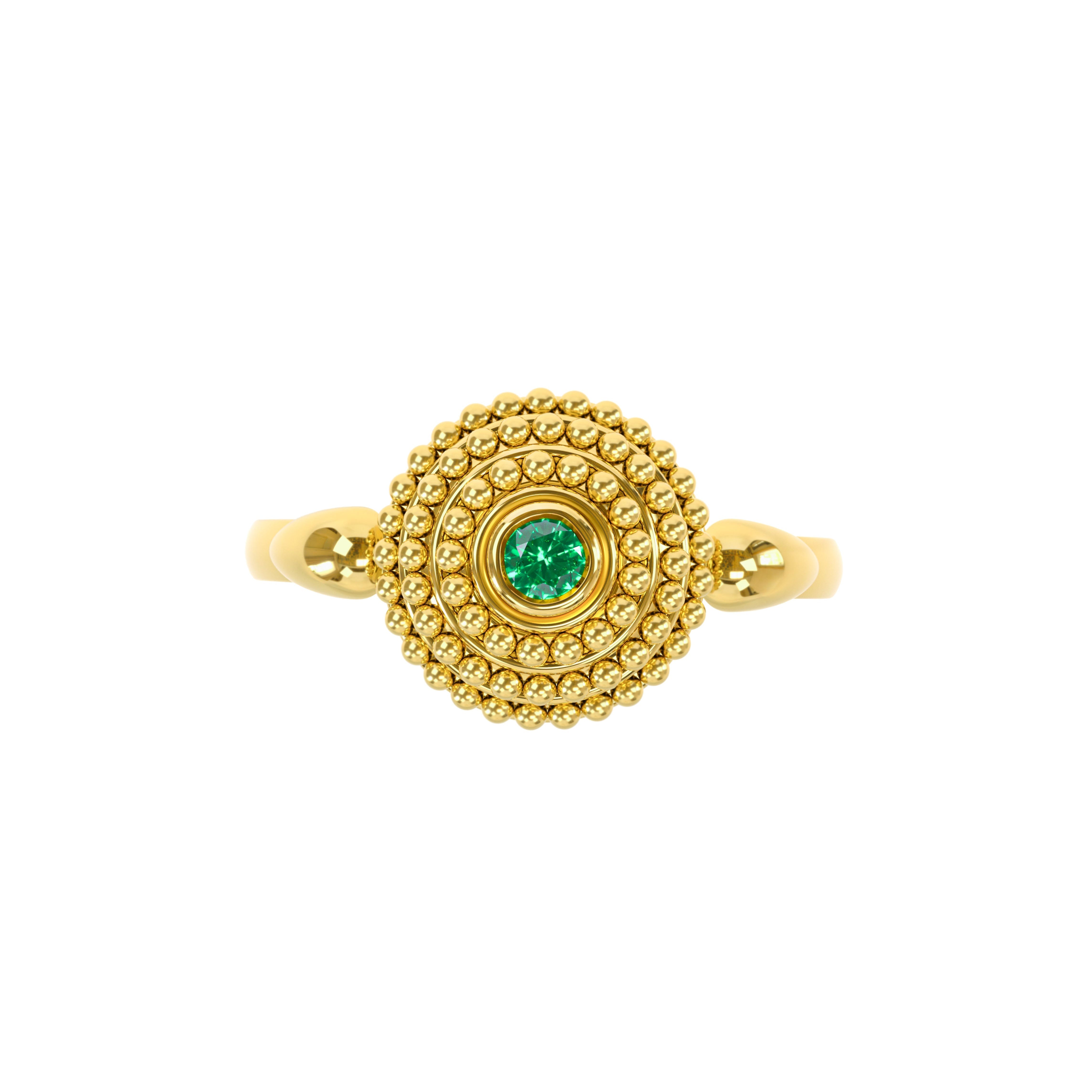 Emerald Gold Dome Ring Odysseus Jewelry