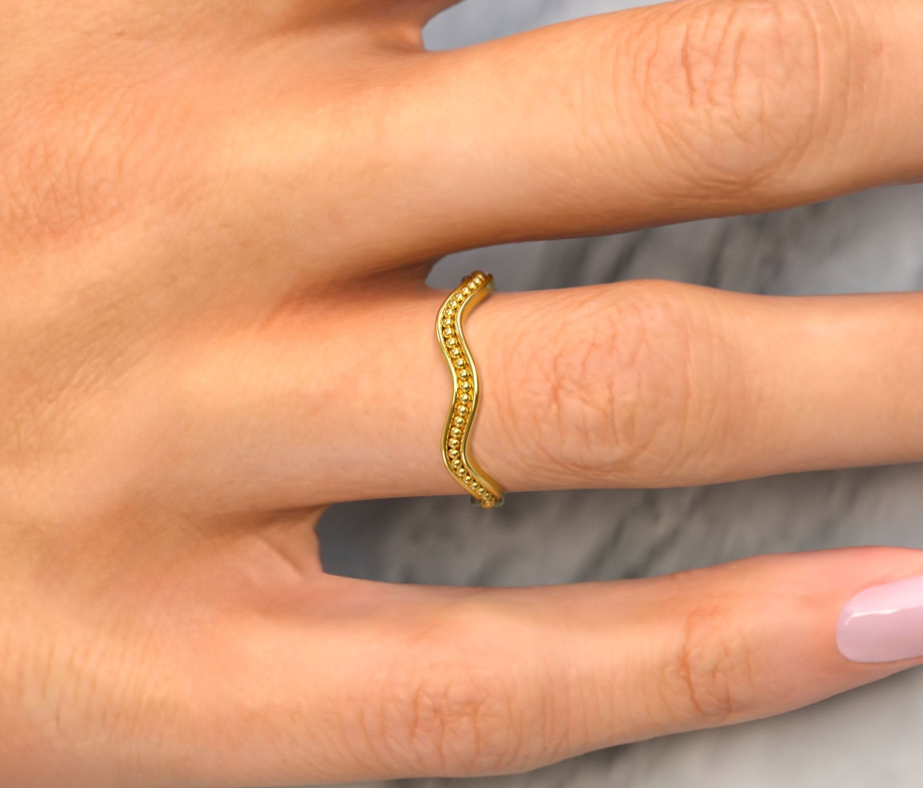 Golden Wave Band with Granulations Odysseus Jewelry