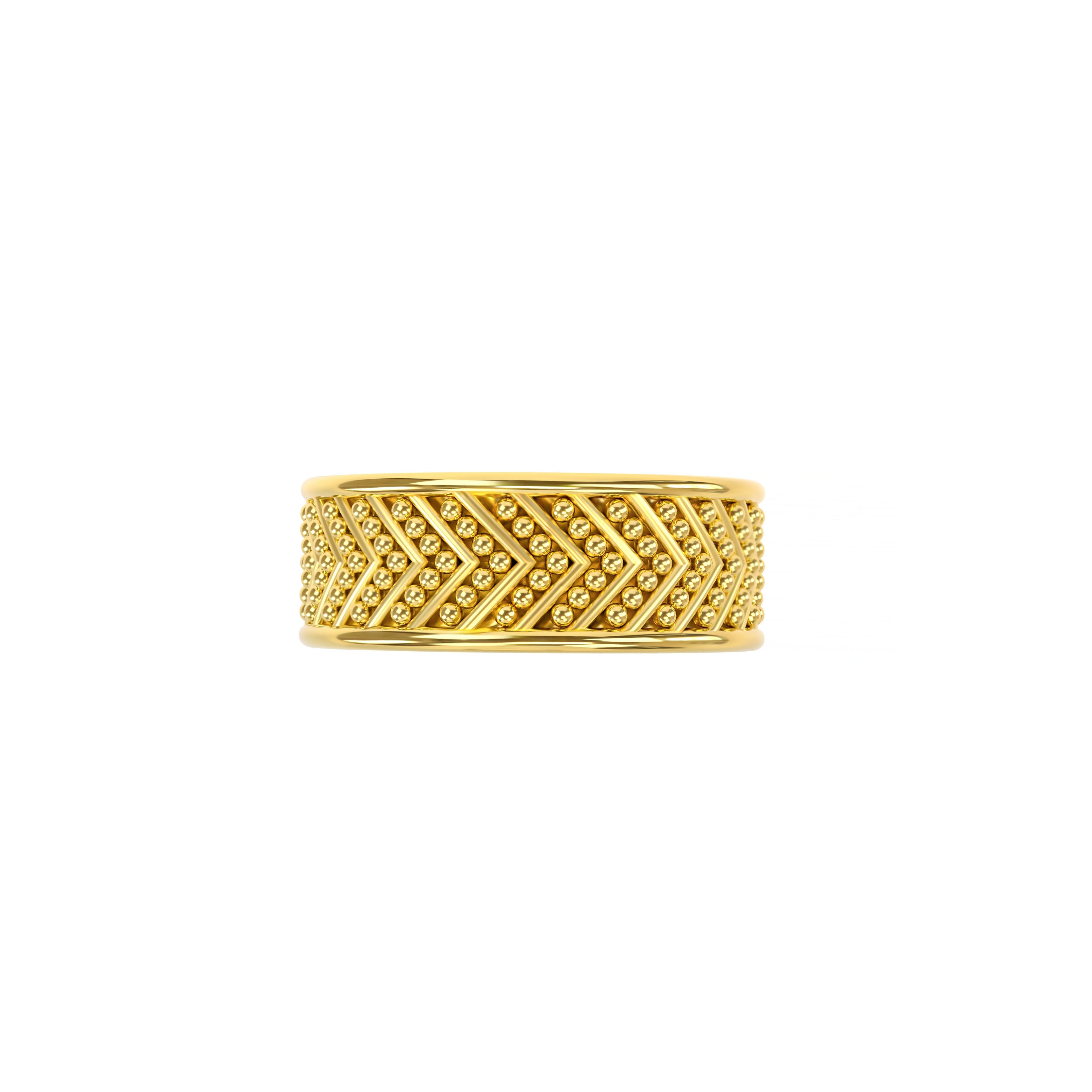 Gold Band Ring with Granulations Odysseus Jewelry