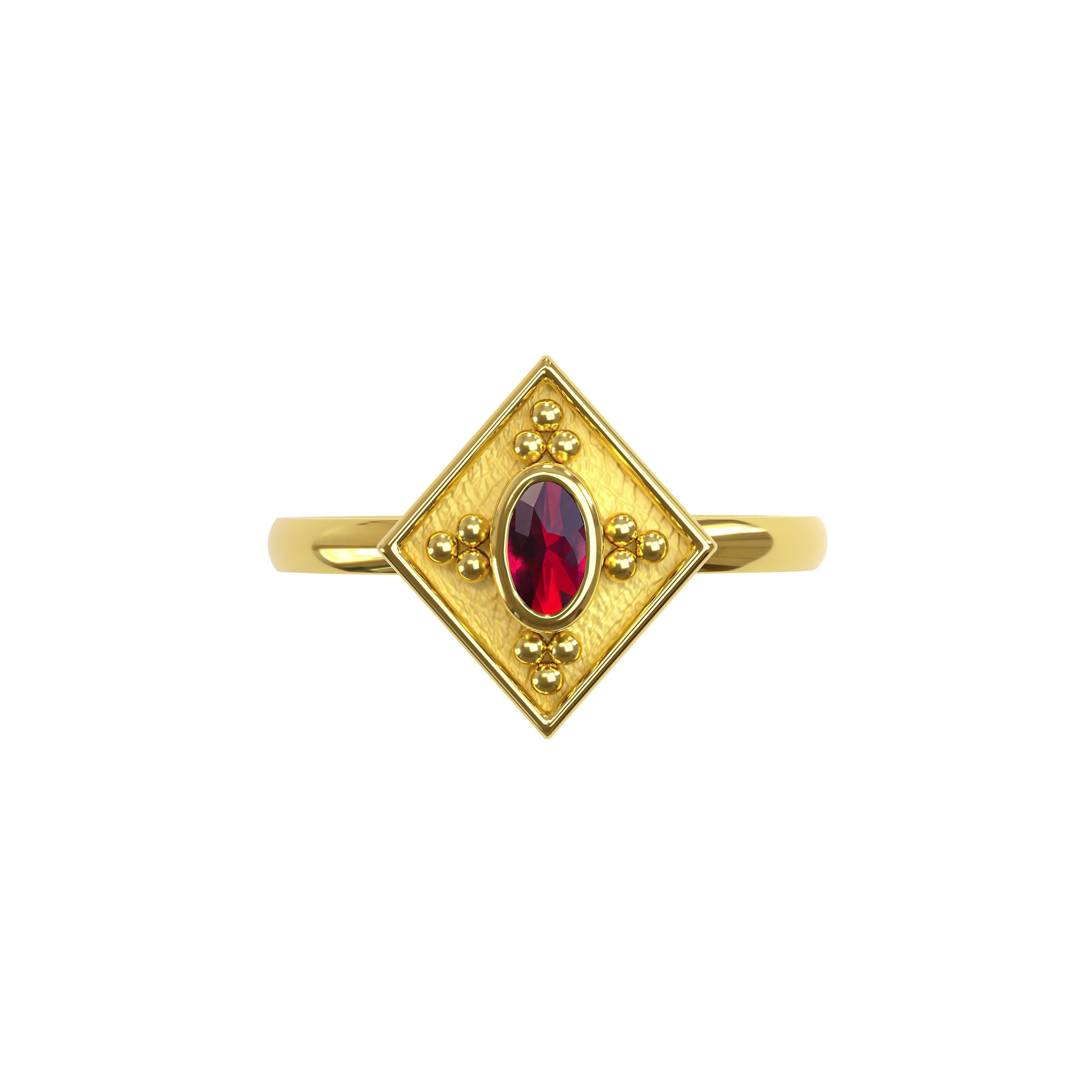 Ancient Greek Gold Ring with Ruby Odysseus Jewelry