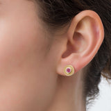 Round Pink Sapphire Gold Earrings Odysseus Jewelry