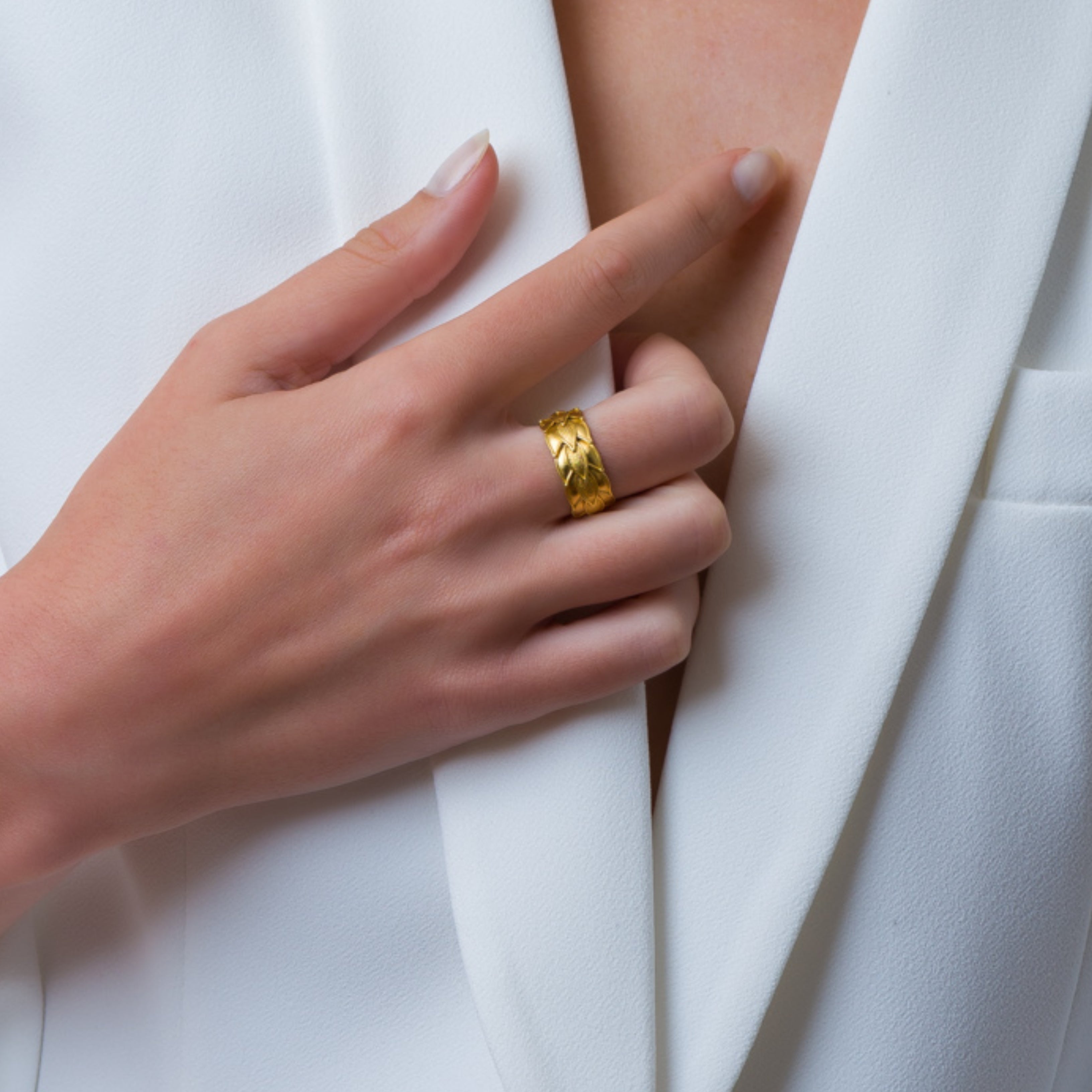 18K Byzantine Gold Laurel Ring Odysseus Jewelry
