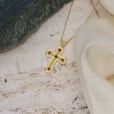 Byzantine Cross Pendant with Rubies and Sapphire Odysseus Jewelry