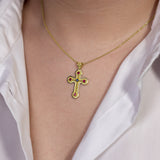 Byzantine Cross Pendant with Rubies and Sapphire Odysseus Jewelry