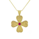 Byzantine Heart Cross with Ruby Odysseus Jewelry