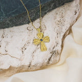 Byzantine Heart Cross with Sapphire Odysseus Jewelry