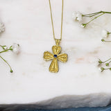 Byzantine Heart Cross with Sapphire Odysseus Jewelry