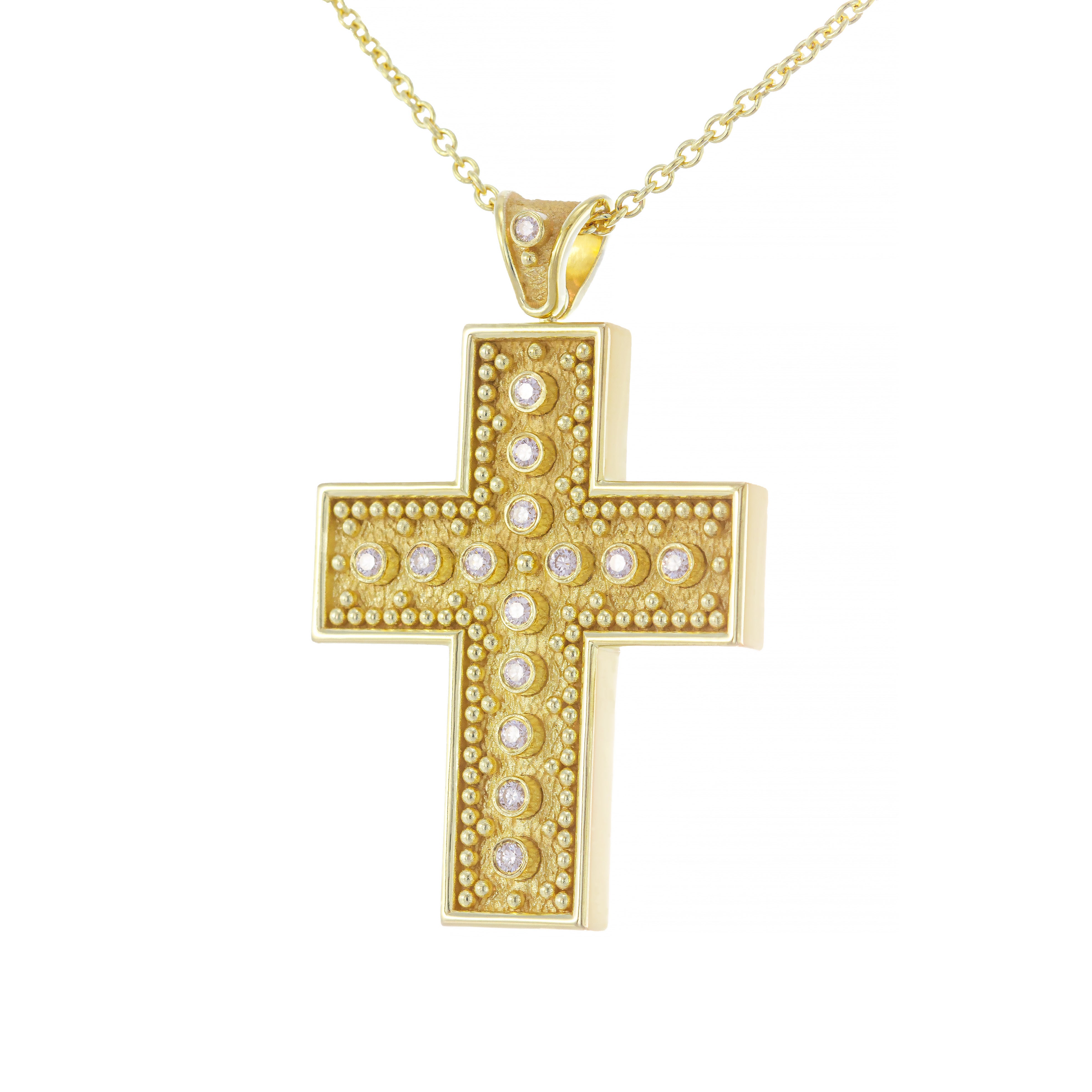 Byzantine Square Cross Pendant with Diamonds Odysseus Jewelry