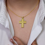Byzantine Square Cross Pendant with Diamonds Odysseus Jewelry