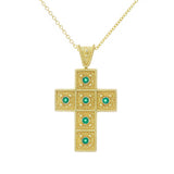 Byzantine Square Cross with Emeralds Odysseus Jewelry