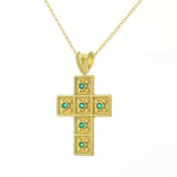 Byzantine Square Cross with Emeralds Odysseus Jewelry