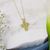 Byzantine Square Cross with Emeralds Odysseus Jewelry